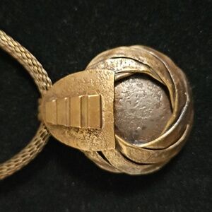 Mariorie Baer SF Mixed Metal Modernist Necklace w Original Raw Brass Chain